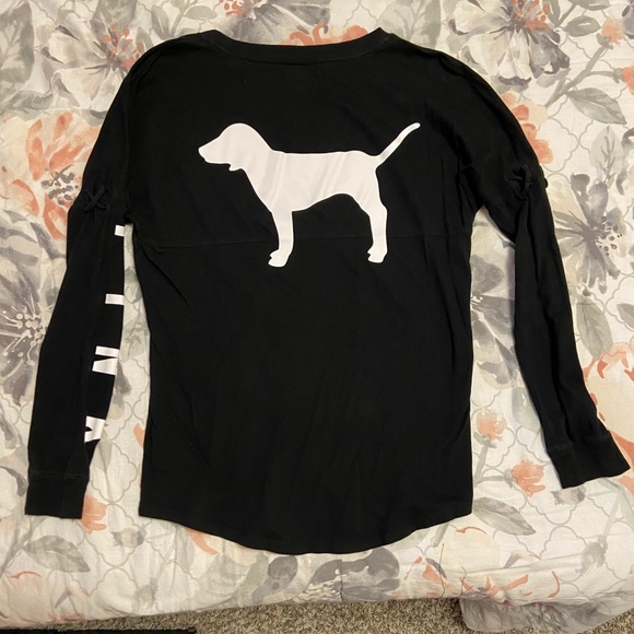 Victoria’s Secret PINK Black Lace Sleeves Top - Picture 3 of 16